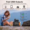 Flashfish 560W Portable Power Station; 520Wh/140400mAh Solar Generator Backup Power with 2x110V/560W AC Outlets;  5xDC Output and 4xUSB Outputs;  Lit