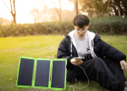 Outdoor mobile solar power panel 30W (3 fold / portable / belt bracket), IP67, battery conversion efficiency 24%,5V/3A,9V/1.5A, USB + 1Type-C PD18W, w