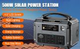 Portable Power Station; 500W Solar Generator with 484Wh Backup Lithium Battery; 110V AC Outlets; USB-C PD 100W;  Outdoor Generators with LED Light
