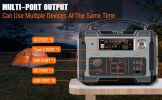 Portable Power Station; 500W Solar Generator with 484Wh Backup Lithium Battery; 110V AC Outlets; USB-C PD 100W;  Outdoor Generators with LED Light