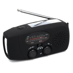 Multifunctional Hand Radio Solar Crank Dynamo Powered AM/FM/WB/NOAA Weather Radio Use Emergency LED Flashlight and Power Bank (Color: black, Ships From: China)
