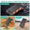 1Pc 50000mAh Solar Power Bank Portable Fast Charger with Compass LED Flashlight 3 Cable Dual Output Hand Crank Emergency Power Bank Outdoor Camping